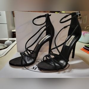 Steven Madden Strapped Black Nubuck Evening Heels 7.5